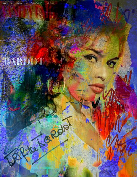 BrigitteBardot_LaMagnifique “Exploring various painting technics, I use my knowledge of photography to create original paintings mixed with photography – New Pop Realism.
