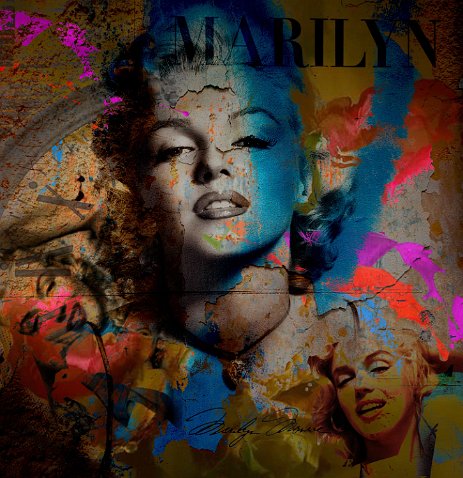 MarilynTimeGoesBy_V2_Projet1 “Exploring various painting technics, I use my knowledge of photography to create original paintings mixed with photography – New Pop Realism.