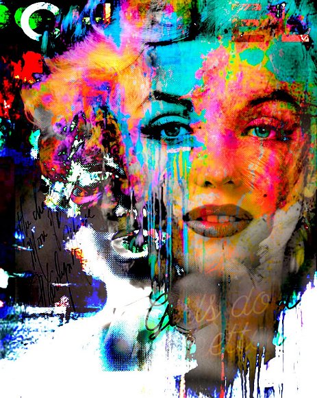 Marilyn_ForeverFashion.jpg “Exploring various painting technics, I use my knowledge of photography to create original paintings mixed with photography – New Pop Realism.
