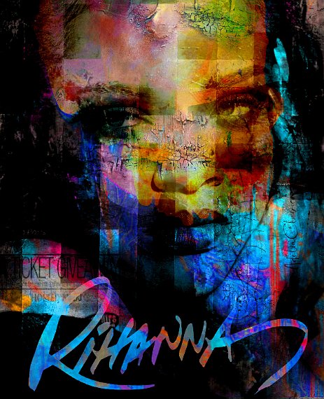 RihannaReflexions_Projet1 “Exploring various painting technics, I use my knowledge of photography to create original paintings mixed with photography – New Pop Realism.
