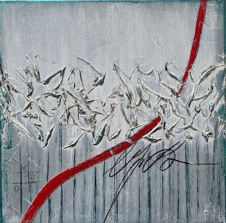 Crevasses_II_50x50 Acrylics, gesso, marble powder