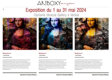 AfficheCipriarteVenezia VENISE - Exposition collective à Cipriarte Venezia Gallery à Venise - Sur écran géant - du 1 au 31 mai 2024
