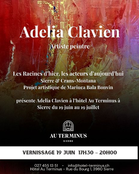 AfficheExpoTerminus SIERRE - Exposition à l'Hôtel TERMINUS à Sierre. L'exposition à lieu dans les grandes salles (côté reception)