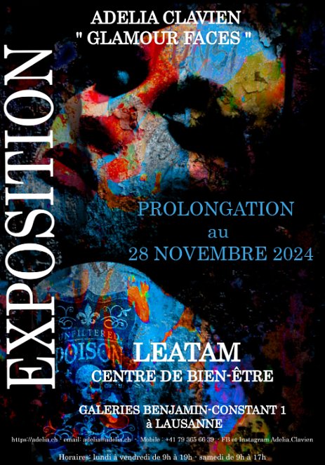 AfficheLEATAM_P LAUSANNE - ExpositionPROLONGÉ jusqu'au 28 novembre chez LEATAM galerie Benjamin Constant 1 à Lausanne - institut de beauté et formation