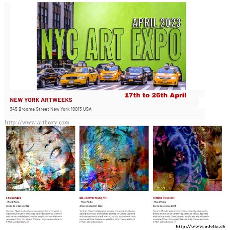 AfficheNYC_ArtBoxyApril Exposition collective New York Art Expo dans le cadre de World Wide Galleries Art World Tour 2023 organisé par ArtBoxy