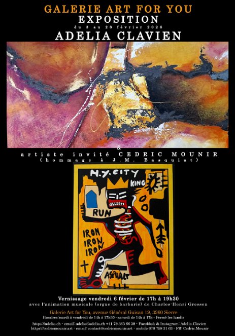 ExpositionSierre_Ad_Cedric 2026 - Exposition avec l'artiste invité Cedric Mounir.