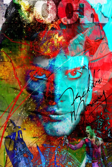 FreddieMercury_Queen_Projet1 “Exploring various painting technics, I use my knowledge of photography to create original paintings mixed with photography – New Pop Realism.