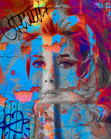 CatherineDeneuve_LaMagnifique_Projet3.jpg “Exploring various painting technics, I use my knowledge of photography to create original paintings mixed with photography – New Pop Realism.