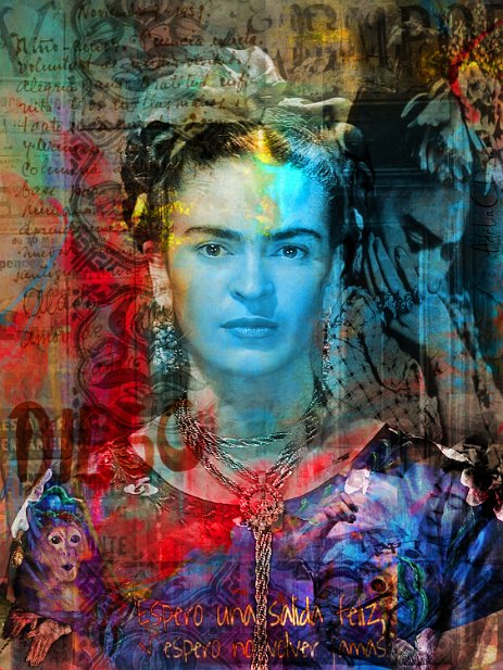 FridaKahlo_LaRevolutionnaire_Projet11.jpg “Exploring various painting technics, I use my knowledge of photography to create original paintings mixed with photography – New Pop Realism.