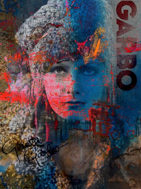 GretaGarbo_LaMisterieuse_Projet8.jpg “Exploring various painting technics, I use my knowledge of photography to create original paintings mixed with photography – New Pop Realism.